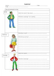 English Worksheet: Describing peoples clothes