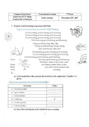 English Worksheet: daily routines worksheet