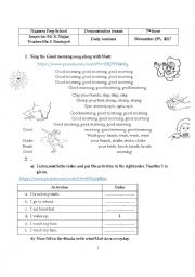 daily routines worksheet