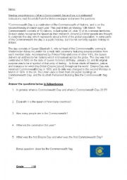 English Worksheet: History of the Commonwealth