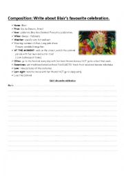 English Worksheet: WRITING CELEBRATIONS