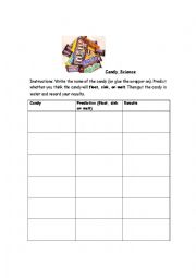 English Worksheet: Candy Science