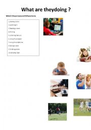 English Worksheet: What are they doing ?Match the pictures! Present continuous