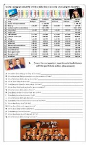 English Worksheet: Betty Daily routine. Simple present