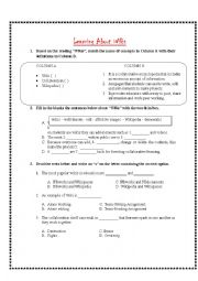 English Worksheet: Learning About Wikis