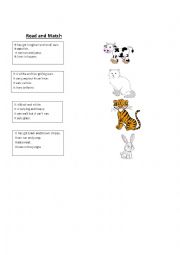 English Worksheet: Animal descriptions- Read and match