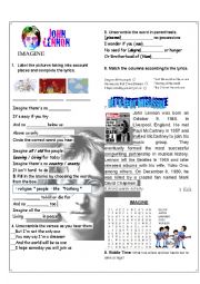 Imagine by John Lennon, Lyrics activity 