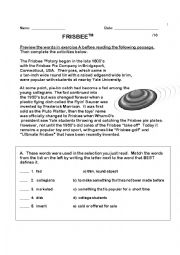 English Worksheet: Frisbee 