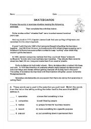 English Worksheet: Skateboard