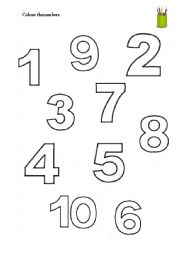 English Worksheet: Colour the numbers