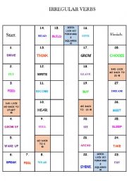 English Worksheet: irregular verbs boardgame