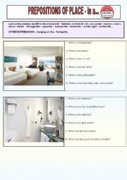 Tourism - prepositions of place - hotel rooms