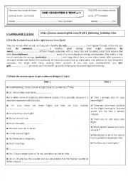 English Worksheet: mid semester 2 test 1 9th