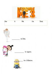English Worksheet: Despicable me 3 Subject pronouns and verb be