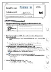 English Worksheet: Mid-semester 2 test (4th form secondary edu.  Tunisian students)