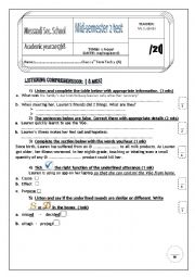 Mid-semester 2 test (4th form secondary edu.  Tunisian students)