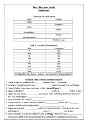 English Worksheet: The Simpsons: possesive adjectives