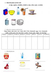 English Worksheet: Containers Vocab