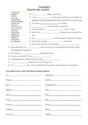 English Worksheet: Sickness Vocabulary