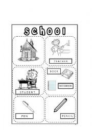 English Worksheet: Kids school objects