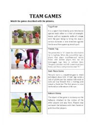 English Worksheet: Team Games