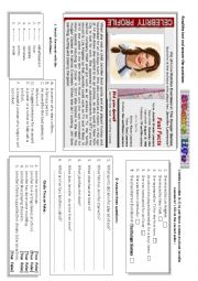 English Worksheet: a celebrity profile 