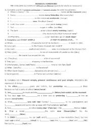 English Worksheet: Grammar Revision: verb tenses