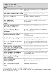 English Worksheet: Interview - Talking about clothes 