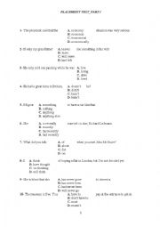 English Worksheet: placement test