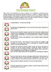 English Worksheet: Massage - Ethics for massage therapy