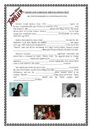 English Worksheet: Michael Jacksons biography (listening)