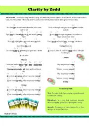 English Worksheet: Clarity by Zedd