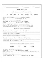 English Worksheet: PRESENT PERFECT test