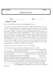 English Worksheet: Mid term test 3 2nd form