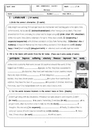 English Worksheet: Mid -semester 2 test 2