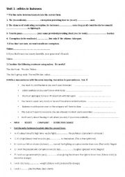 English Worksheet: unit 2 ethics review