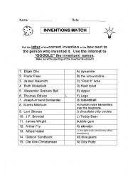 English Worksheet: Inventor/Invention Search