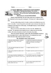 English Worksheet: Chocolate Chip Cookie 