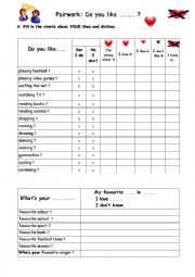 English Worksheet: Pairwork likes