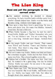 English Worksheet: The Lion King (Read and match)