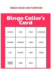 English Worksheet: BINGOHOUSEFURNITURE