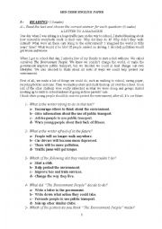 English Worksheet: evaluation