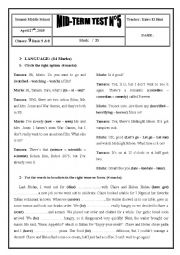 2017 / 2018 9th Form Mid-Term Test 5