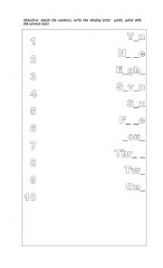 Numbers 1-20 missing letters