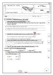 Mid-semester 2 test (2nd secondary edu.  Tunisian students)