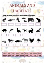 English Worksheet: ANIMALS AND HABITATS