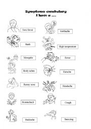 English Worksheet: SYMPTOMS VOCABULARY 