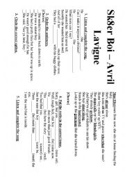 English Worksheet: Sk8er boi - Avril Lavigne