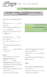 English Worksheet: The man who cant be moved - The Script