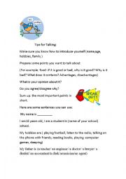 English Worksheet: Talking